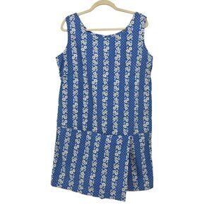 Vintage Montgomery Ward Womens 18 1/2 Romper Floral Blue White Retro Sleeveless